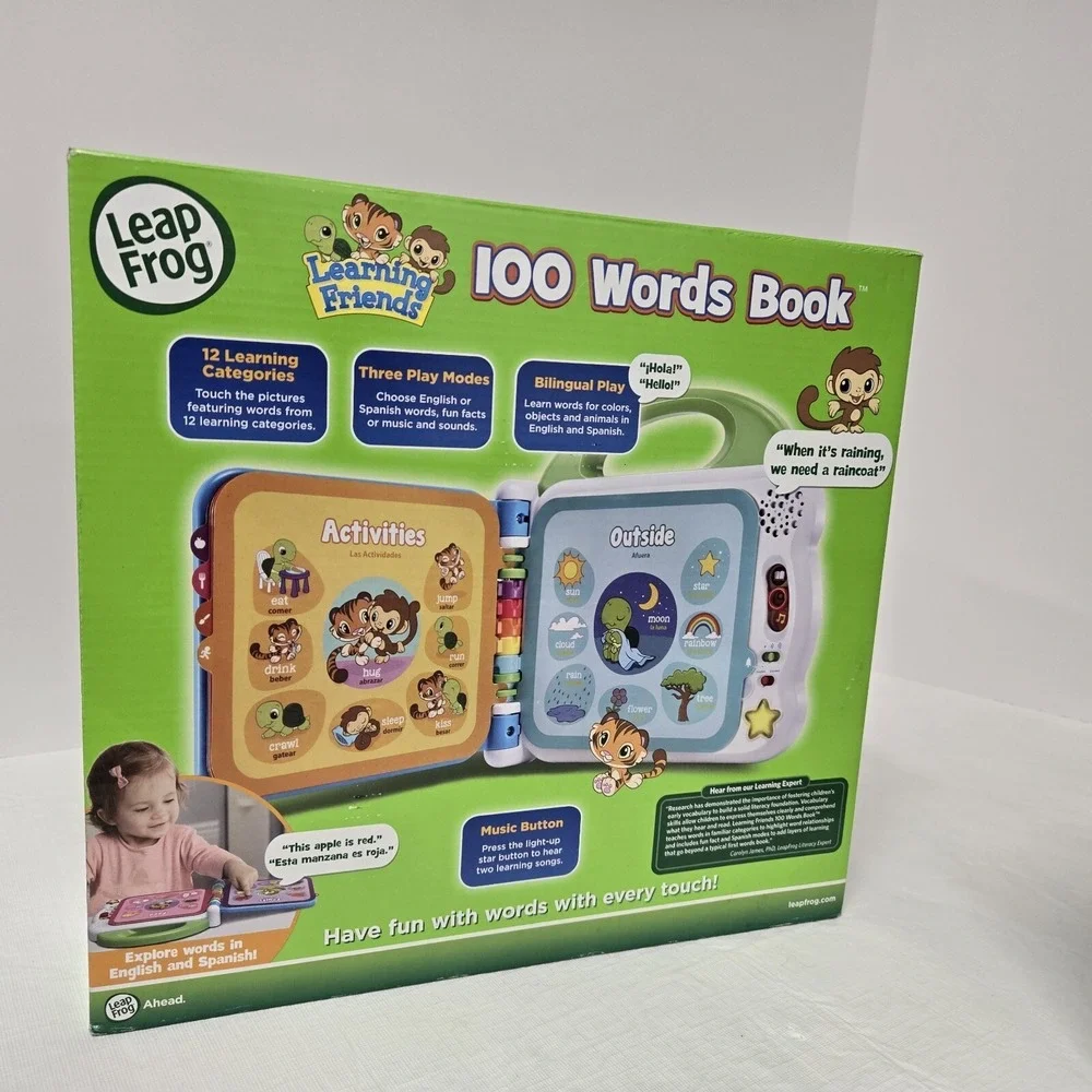 NWT LeapFrog Learning Friends 100 Words Book Green‎ Bilingual